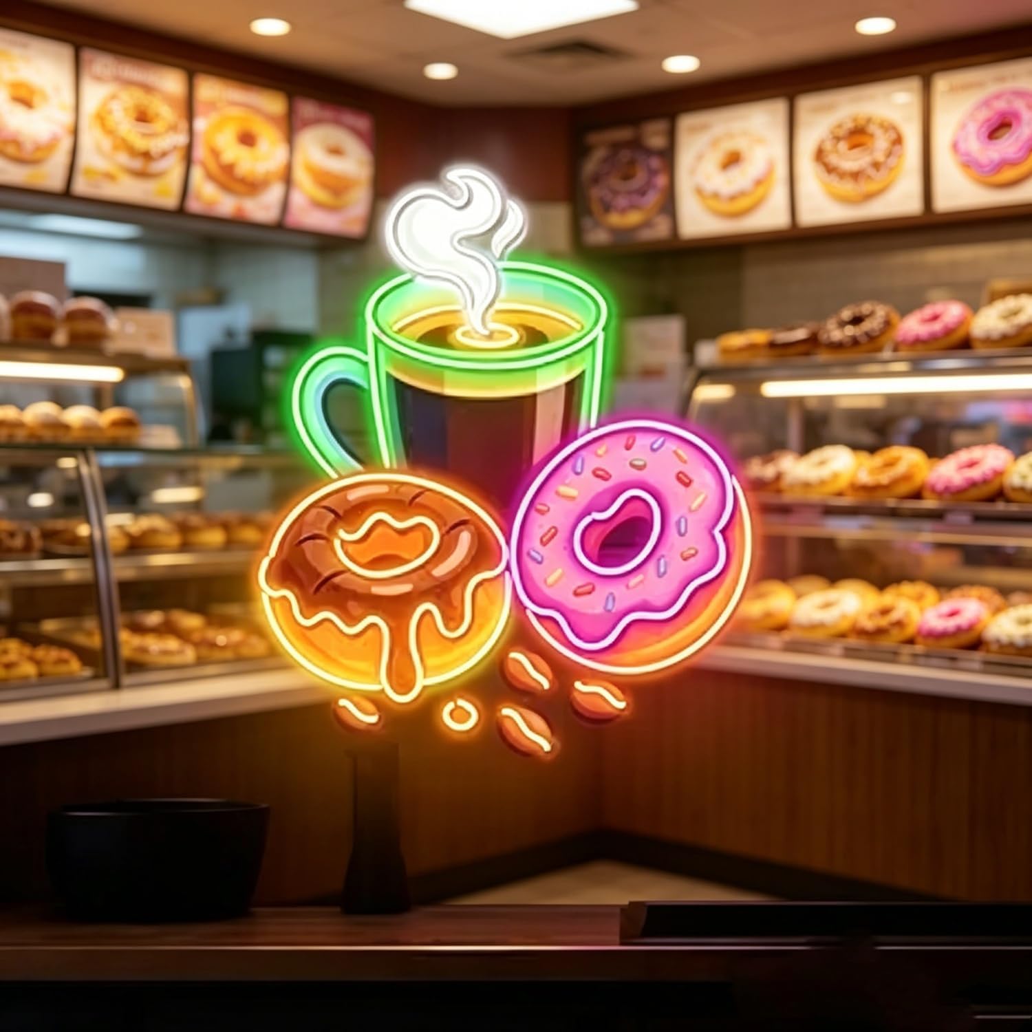 Outdoor Kitchen Power - Lampu Neon LED Bentuk Donat, Ditenagai
