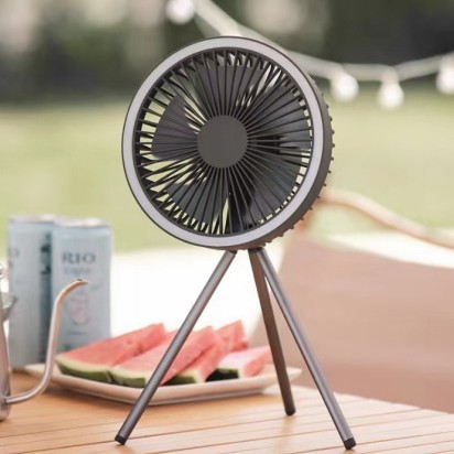 Outdoor Power Point - Kipas Camping Portabel dengan Lampu LED