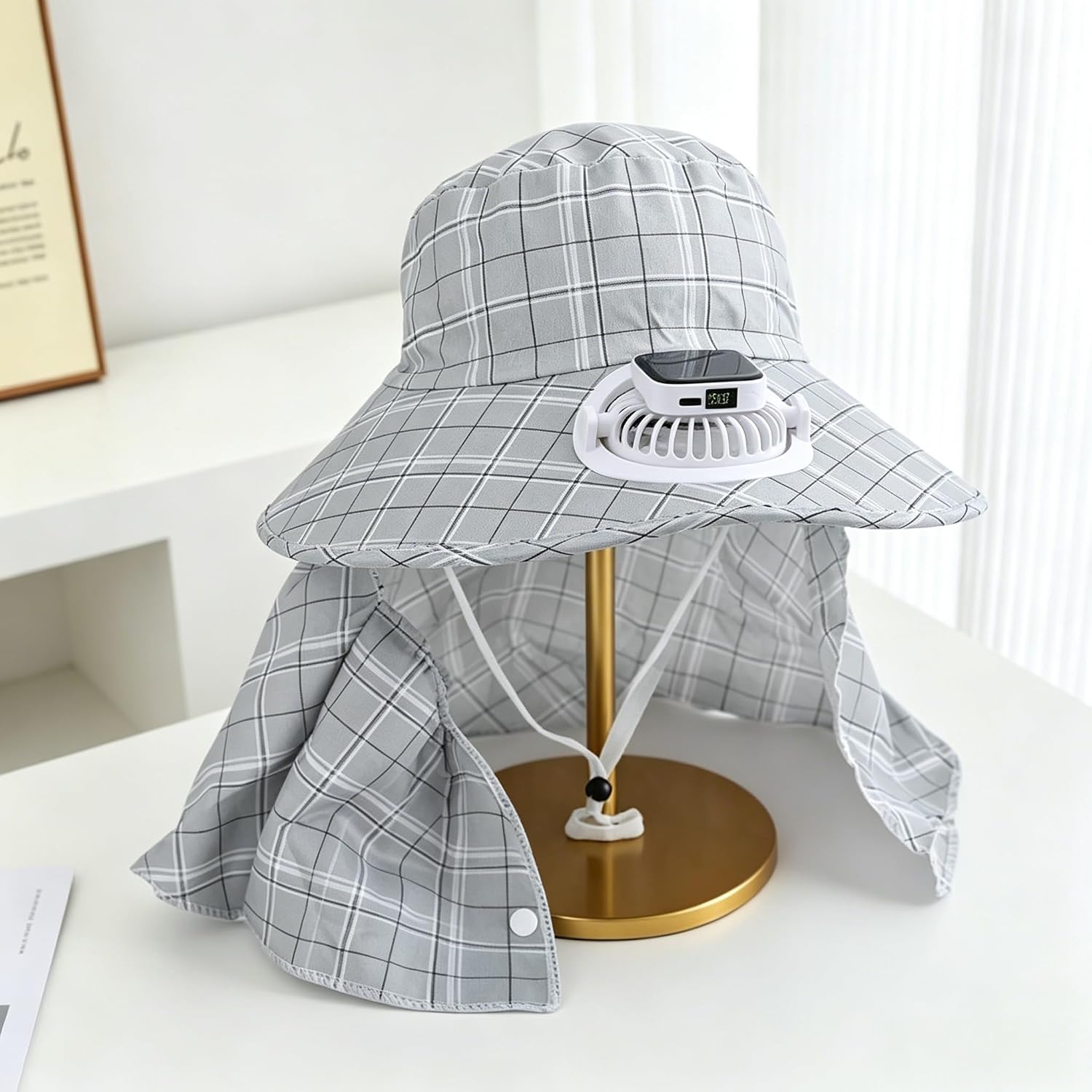 1PC Topi Kipas Pelindung Leher - Outdoor Power Fan ulasan dan harga