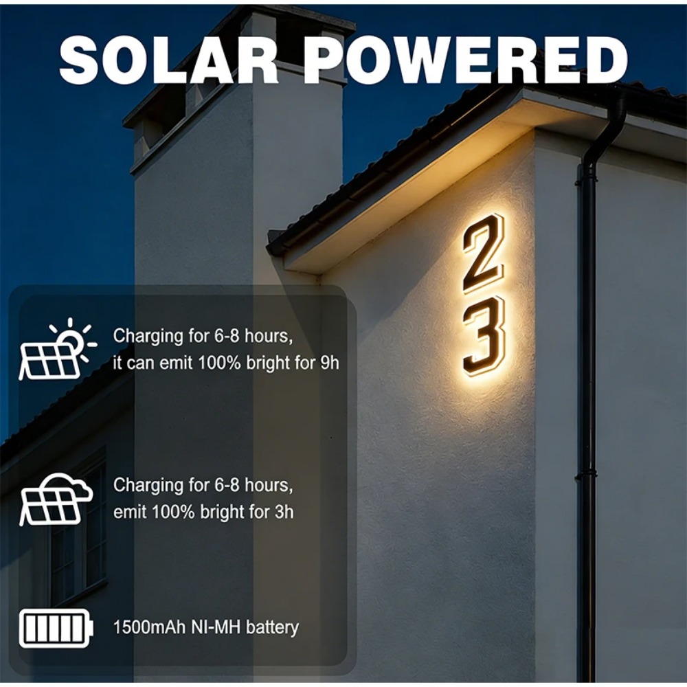 Lampu Nomor Rumah LED Tanda Al - Outdoor Power Outlet Solar ulasan dan harga