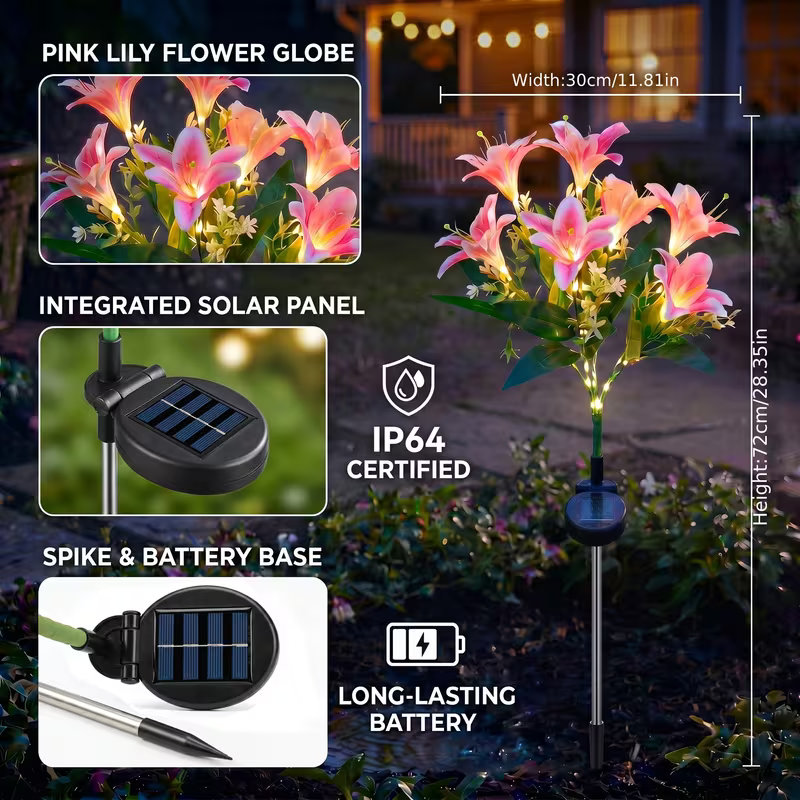 Lampu Taman Bunga Lily Tenaga  - Outdoor Power Outlet Solar ulasan dan harga