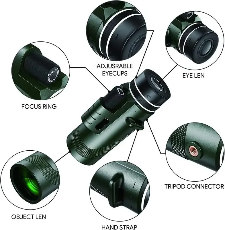 Monokuler HD 80x100 untuk adap - Outdoor Power Point ulasan dan harga