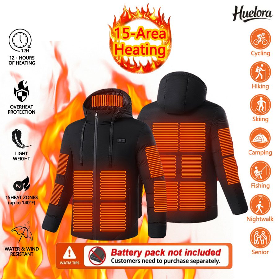 Jaket Pemanas Huelora 11 Area  - Outdoor Power Works ulasan dan harga